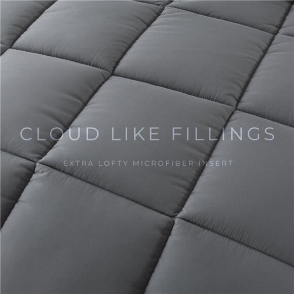 3-Piece Queen Size Down Alternative Comforter Set Dark Gray | Comforter + - Picture 4 of 7